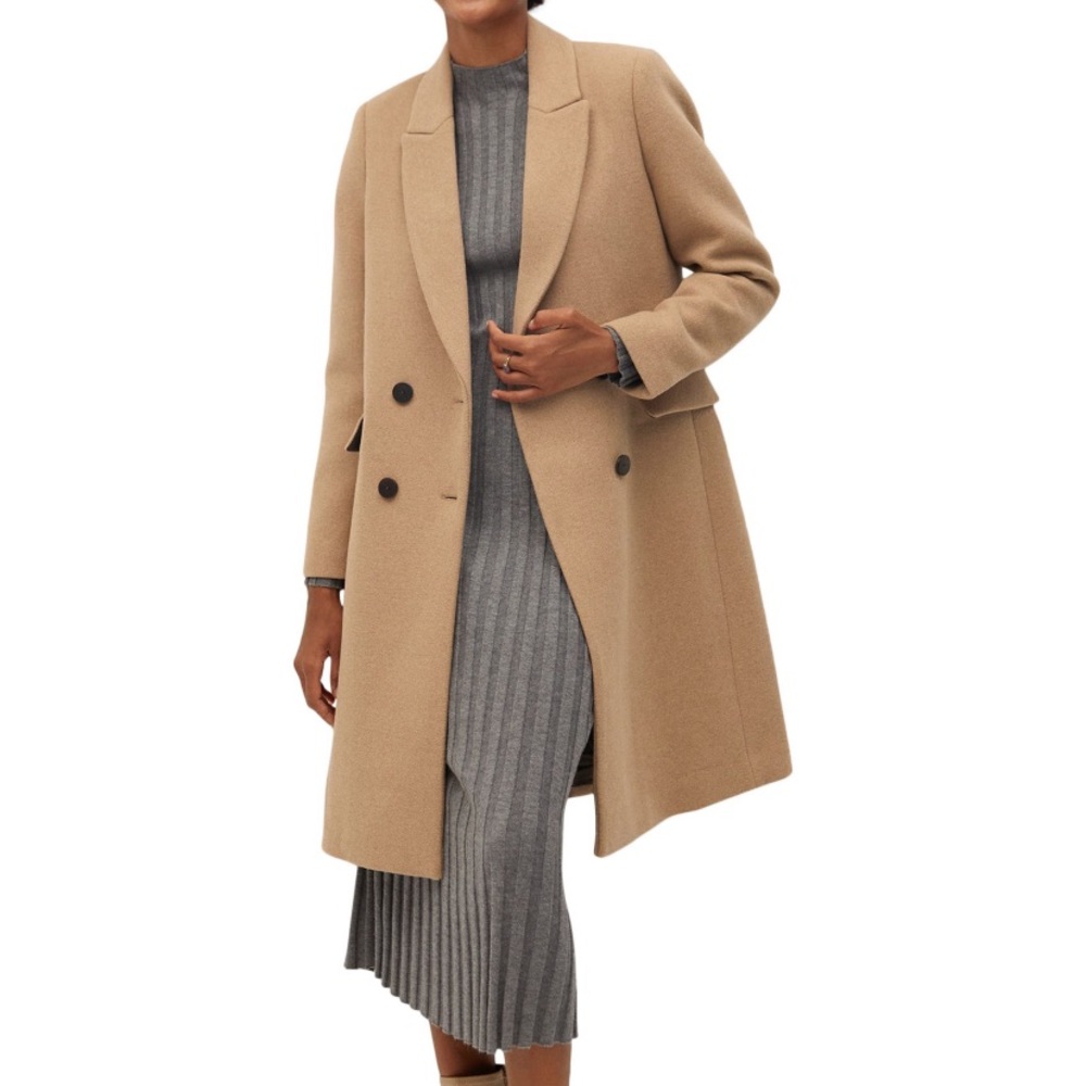 Mango Double-Breasted Wool Coat - Picture 1 of 14